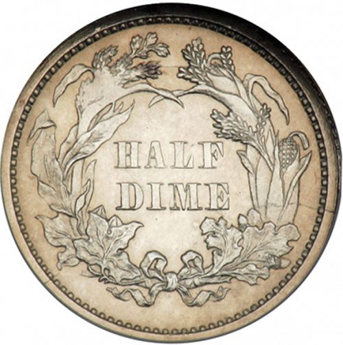 5 cent Reverse Image minted in UNITED STATES in 1864 (Seated Liberty - Obverse legend)  - The Coin Database