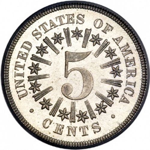 5 cent Reverse Image minted in UNITED STATES in 1866 (Shield - Rays on obverse)  - The Coin Database