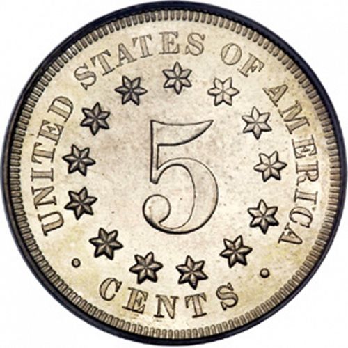 5 cent Reverse Image minted in UNITED STATES in 1867 (Shield)  - The Coin Database