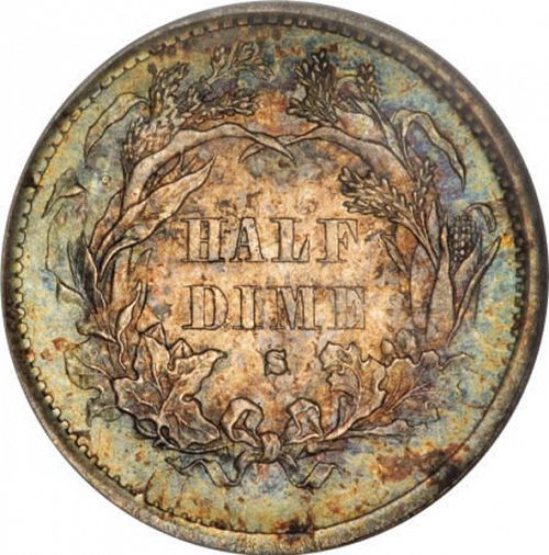 5 cent Reverse Image minted in UNITED STATES in 1871S (Seated Liberty - Obverse legend)  - The Coin Database