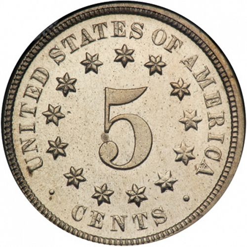 5 cent Reverse Image minted in UNITED STATES in 1874 (Shield)  - The Coin Database