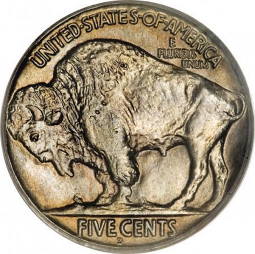 5 cent Reverse Image minted in UNITED STATES in 1914D (Buffalo - Line Type)  - The Coin Database