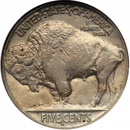 5 cent Reverse Image minted in UNITED STATES in 1915D (Buffalo - Line Type)  - The Coin Database