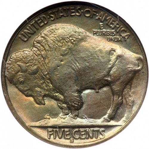 5 cent Reverse Image minted in UNITED STATES in 1915S (Buffalo - Line Type)  - The Coin Database