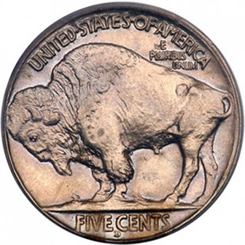 5 cent Reverse Image minted in UNITED STATES in 1917D (Buffalo - Line Type)  - The Coin Database