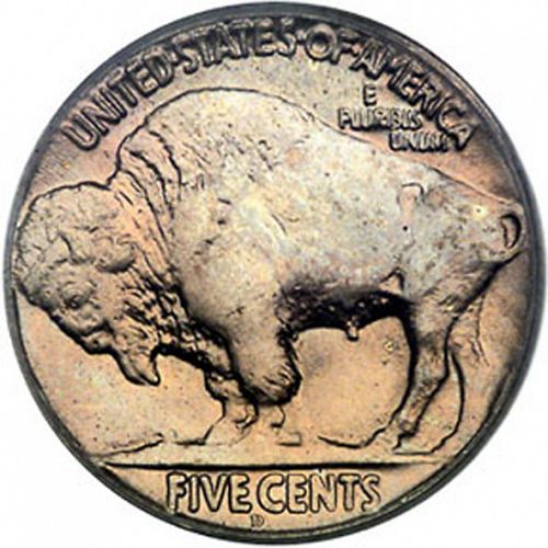 5 cent Reverse Image minted in UNITED STATES in 1918D (Buffalo - Line Type)  - The Coin Database