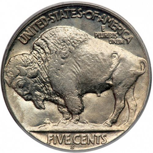 5 cent Reverse Image minted in UNITED STATES in 1919S (Buffalo - Line Type)  - The Coin Database