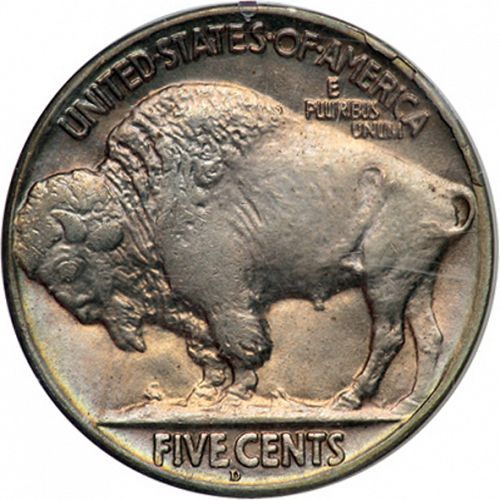 5 cent Reverse Image minted in UNITED STATES in 1920D (Buffalo - Line Type)  - The Coin Database