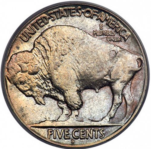 5 cent Reverse Image minted in UNITED STATES in 1923S (Buffalo - Line Type)  - The Coin Database