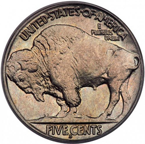 5 cent Reverse Image minted in UNITED STATES in 1927S (Buffalo - Line Type)  - The Coin Database