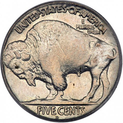 5 cent Reverse Image minted in UNITED STATES in 1928D (Buffalo - Line Type)  - The Coin Database