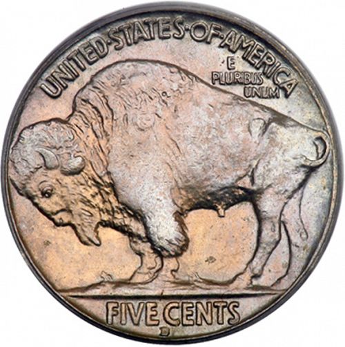 5 cent Reverse Image minted in UNITED STATES in 1929D (Buffalo - Line Type)  - The Coin Database