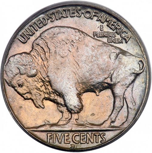 5 cent Reverse Image minted in UNITED STATES in 1929D (Buffalo - Line Type)  - The Coin Database