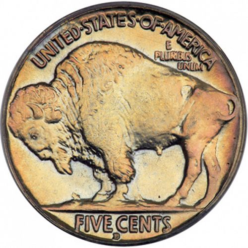 5 cent Reverse Image minted in UNITED STATES in 1934D (Buffalo - Line Type)  - The Coin Database