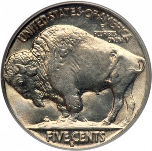 5 cent Reverse Image minted in UNITED STATES in 1935S (Buffalo - Line Type)  - The Coin Database