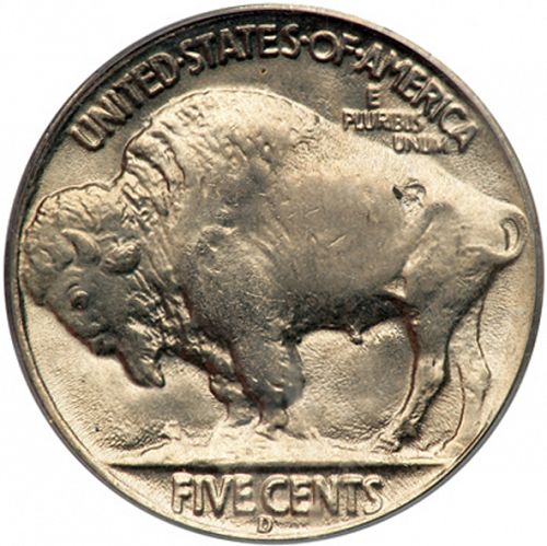 5 cent Reverse Image minted in UNITED STATES in 1936D (Buffalo - Line Type)  - The Coin Database