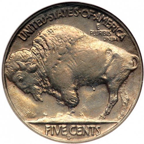 5 cent Reverse Image minted in UNITED STATES in 1937D (Buffalo - Line Type)  - The Coin Database