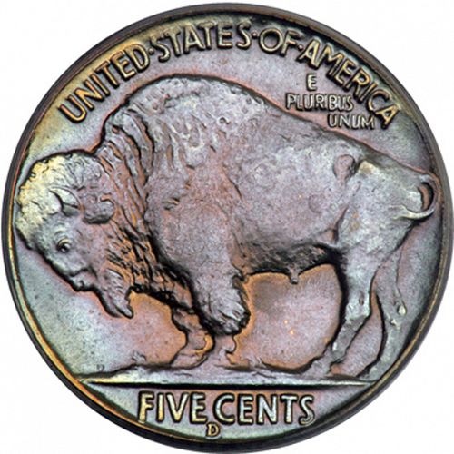 5 cent Reverse Image minted in UNITED STATES in 1938D (Buffalo - Line Type)  - The Coin Database
