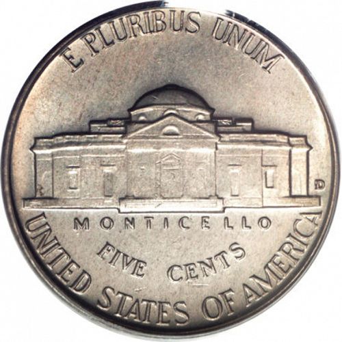 5 cent Reverse Image minted in UNITED STATES in 1942D (Jefferson)  - The Coin Database