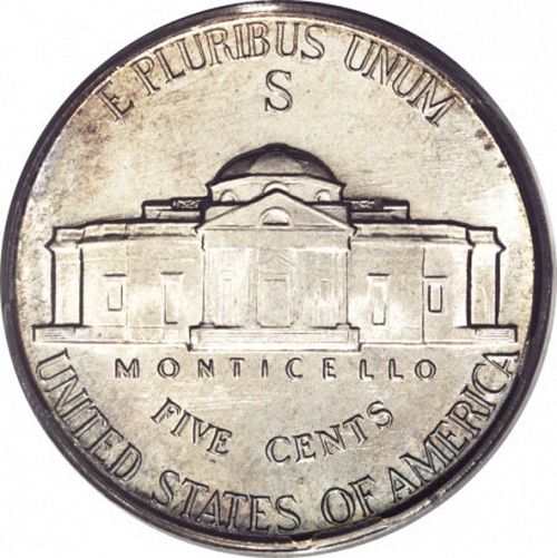 5 cent Reverse Image minted in UNITED STATES in 1942S (Jefferson)  - The Coin Database