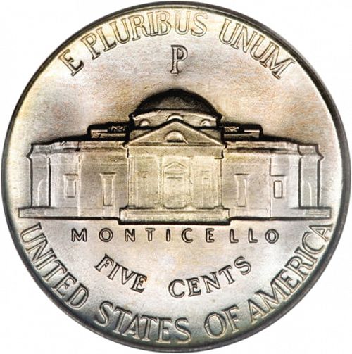 5 cent Reverse Image minted in UNITED STATES in 1944P (Jefferson)  - The Coin Database