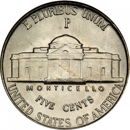 5 cent Reverse Image minted in UNITED STATES in 1945P (Jefferson)  - The Coin Database