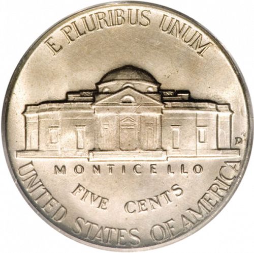 5 cent Reverse Image minted in UNITED STATES in 1948D (Jefferson)  - The Coin Database