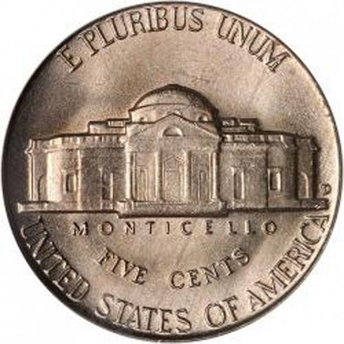 5 cent Reverse Image minted in UNITED STATES in 1949D (Jefferson)  - The Coin Database