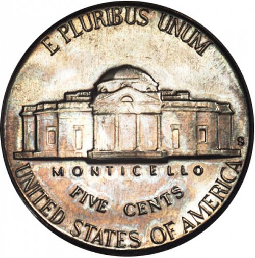 5 cent Reverse Image minted in UNITED STATES in 1949S (Jefferson)  - The Coin Database