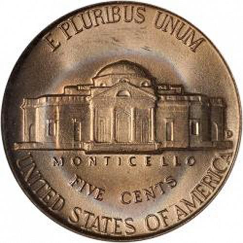 5 cent Reverse Image minted in UNITED STATES in 1950D (Jefferson)  - The Coin Database
