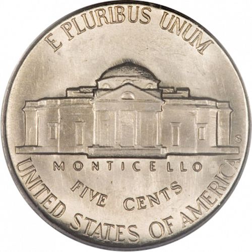5 cent Reverse Image minted in UNITED STATES in 1952S (Jefferson)  - The Coin Database
