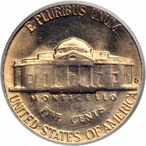 5 cent Reverse Image minted in UNITED STATES in 1954S (Jefferson)  - The Coin Database