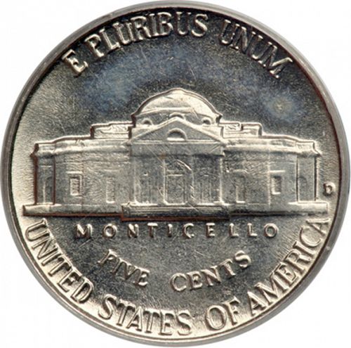 5 cent Reverse Image minted in UNITED STATES in 1955D (Jefferson)  - The Coin Database