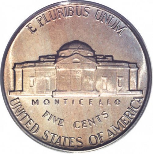 5 cent Reverse Image minted in UNITED STATES in 1957 (Jefferson)  - The Coin Database
