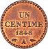Reverse thumbnail for 1 Centime from France