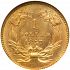 Reverse thumbnail for 1857 US 1 $ - Gold
