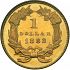 Reverse thumbnail for 1882 US 1 $ - Gold