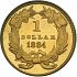 Reverse thumbnail for 1884 US 1 $ - Gold