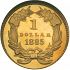Reverse thumbnail for 1885 US 1 $ - Gold